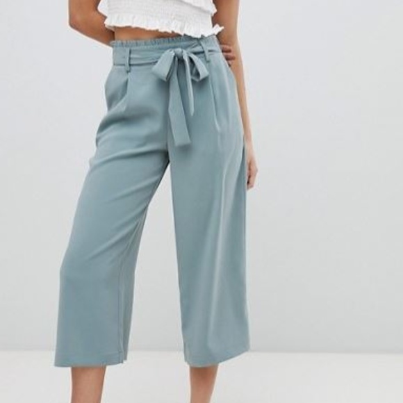 ASOS Pants - New Look Wide Leg Green Crop Culottes